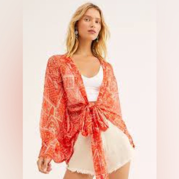 Free People Solstice Shimmer Tie Front Hypnotic One Size like new boho wrap - Picture 1 of 3